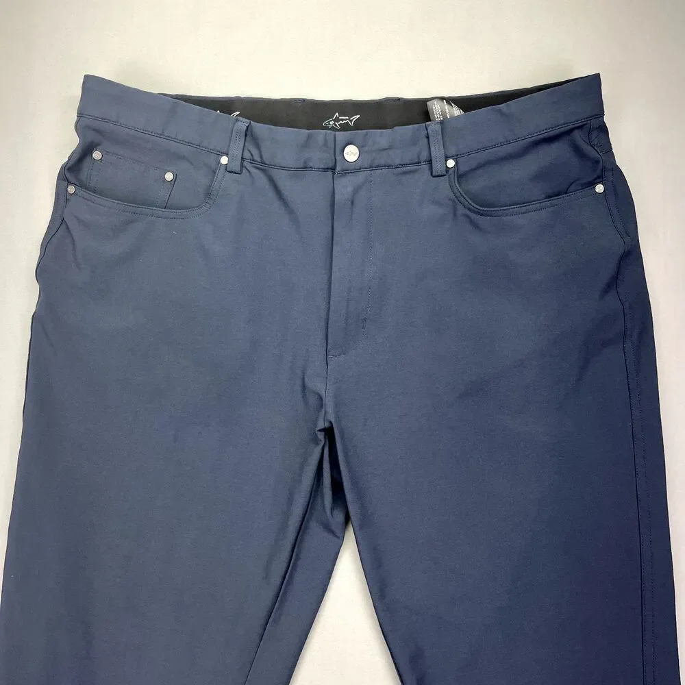 Greg Norman Pants‎ Mens Size 39x29 Blue Jordan Trouser Mid Rise Golf Shark Navy